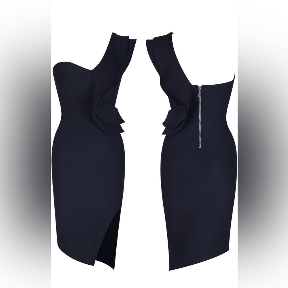 Women's One Shoulder Sleeveless Knee Length Side Split Fashion Bandage